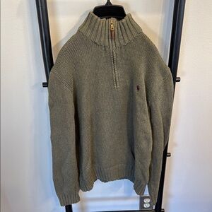 Ralph Lauren Men's Olive Green Half-Zip Sweater